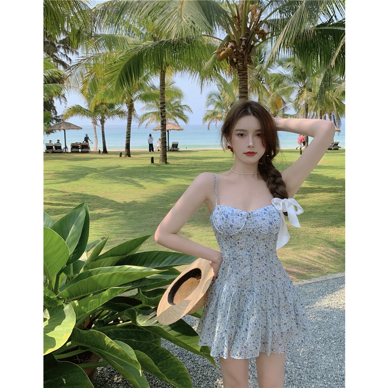 Đầm hai dây hoa nhí dáng xòe Emilyshop ulzzang