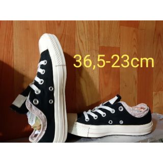 giày converse đen phối lót đệm hồng vải canvas siêu êm real