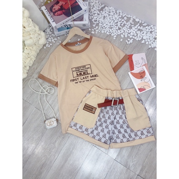 [ 𝐅𝐑𝐄𝐄 𝐒𝐇𝐈𝐏 ] BỘ ĐÙI BE PHỐI CHỮ BO CỔ THÊU CHỮ NẮP TÚI HỌA TIẾT CAO CẤP