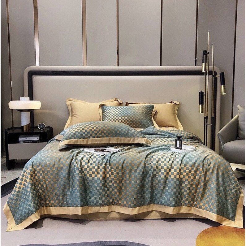 Bộ Chăn Ga Gối Lụa Thái Chăn Hè Trần Bông - Set 4 Món