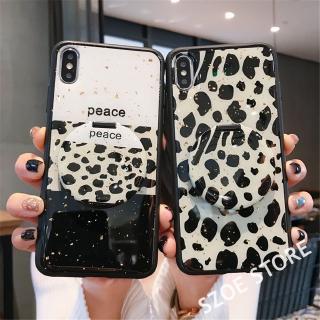 Ốp điện thoại mềm họa tiết da báo tích hợp gương soi dành cho iPhone 11 Pro Max X XS XR XS Max 8 7 6 6S Plus