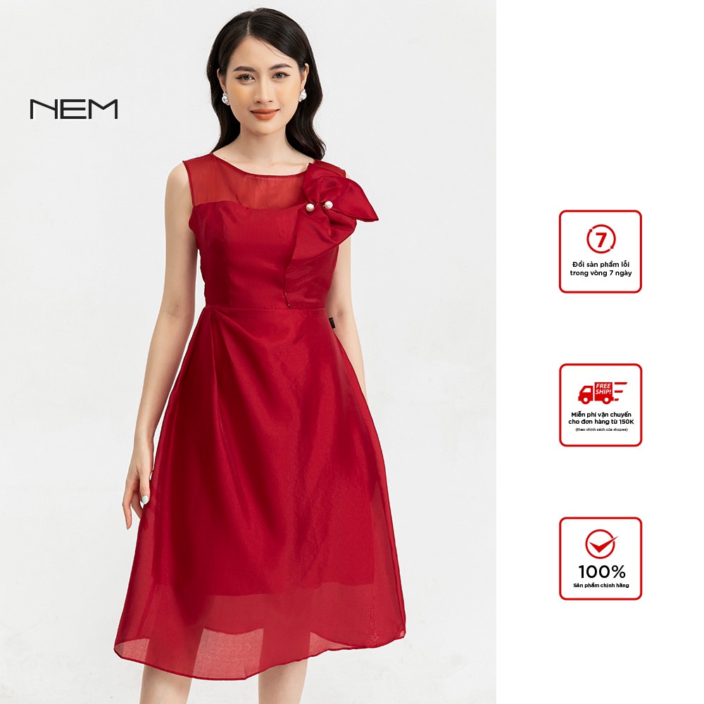 Đầm nữ thiết kế cao cấp NEM Fashion D32819 mã đỏ