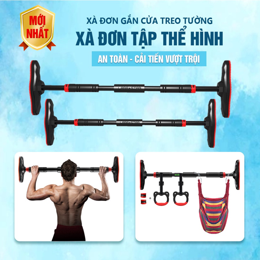 Xà đơn gắn cửa treo tường đa năng Xà đơn tập thể hình tại nhà Thanh xà đơn gắn tường chống xoay + 02 VÒNG TREO XÀ