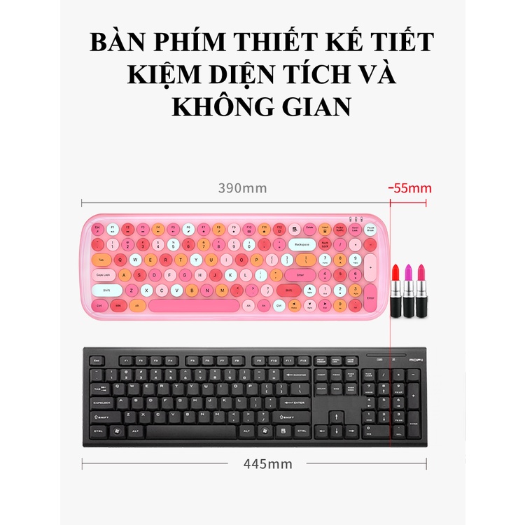 Bộ bàn phím và chuột không dây MOFII CANDY XR thiết kế phím mini 100 phím kết nối bằng chip USB 2.4GHz - NK