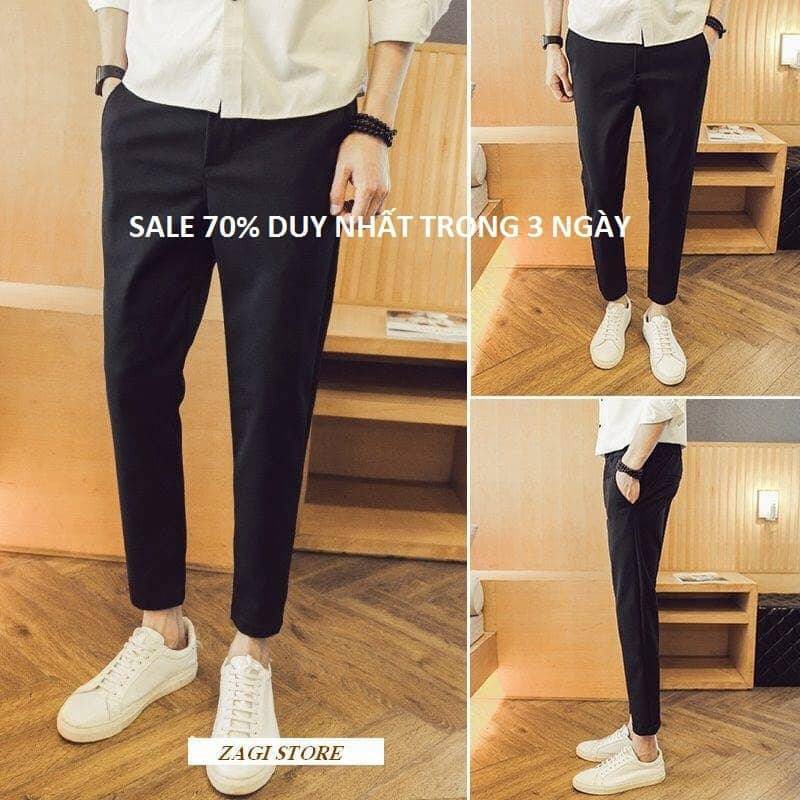 (VẢI XUẤT KHẨU) QUẦN TÂY ÂU NAM HÀN QUỐC MÀU ĐEN HOT 2019