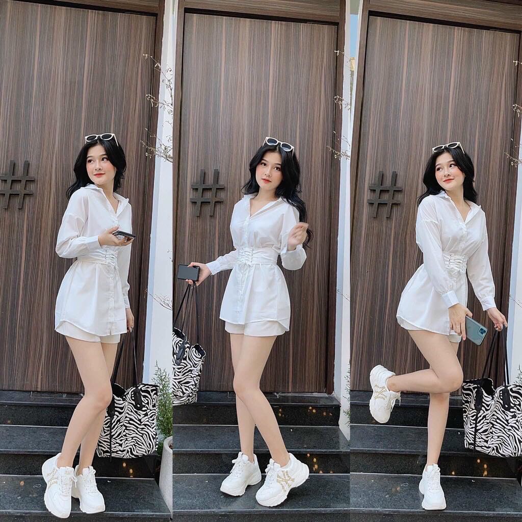 Áo Sơ Mi Kèm Đai Dài Tay Cực Xinh