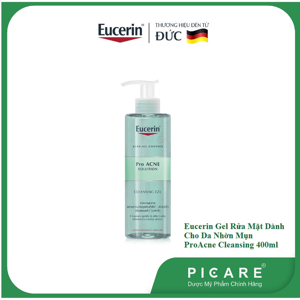 Sữa rửa mặt dạng gel dành cho da nhờn mụn Eucerin Pro Acne Cleasing Gel 400ml 88982