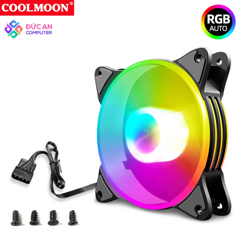 Quạt Tản Nhiệt, Fan Case Led RGB Coolmoon A1 - Tự Động Đổi Màu, Không Cần Hub