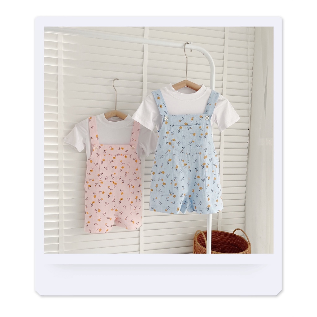 Sét áo+ quần yếm hoa nhí cho bé gái 8-20Kg