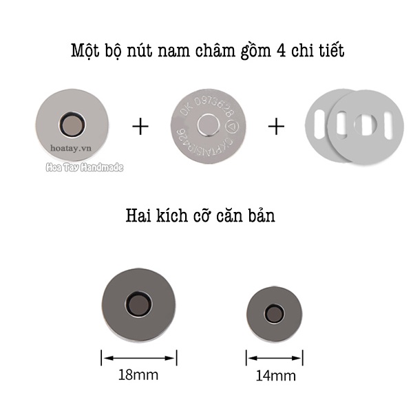 Nút Nam Châm - Nút hít cỡ nhỏ, đường kính 14mm BT026