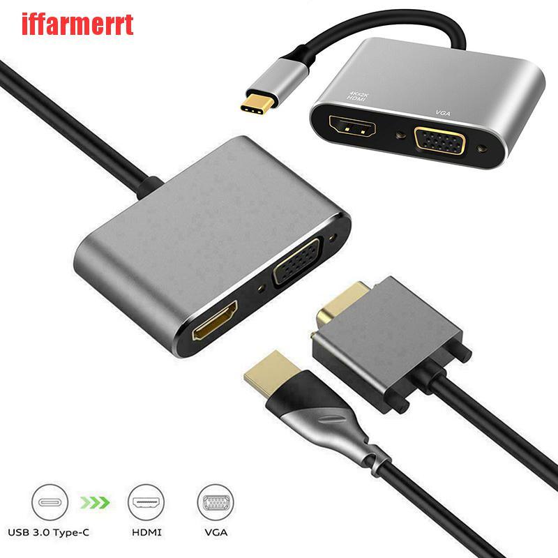 Bộ Chuyển Đổi Từ Cổng Type C 3.1 Sang Hdmi + Vga 4k