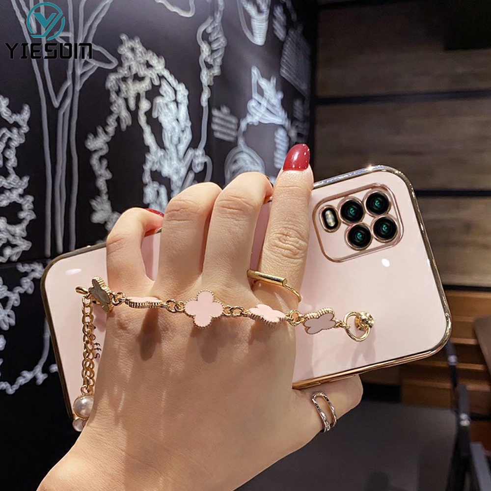 Ốp Điện Thoại Silicon Mềm Họa Tiết Lá May Mắn Gắn Dây Đeo Cổ Tay Cho Realme 9 9 Pro Plus 5G 8 8 Pro 4G 8i 9i 5 5i C3