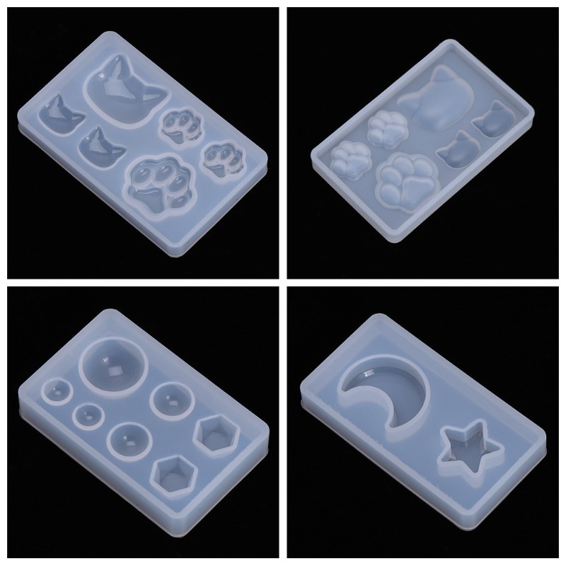 Khuôn Silicon hình chân mèo/mặt trăng tiện dụng đổ resin epoxy làm đồ trang sức/miếng lót ly