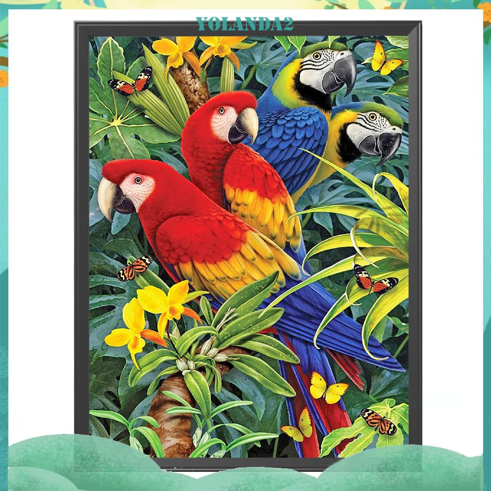 Bộ Tranh Thêu Chữ Thập Diy 11ct Hình Chim Vẹt