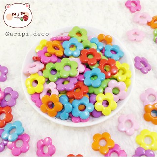 Charm hoa màu đặc nóng xỏ lỗ 2 đầu / Nguyên liệu phụ kiện trang trí resin