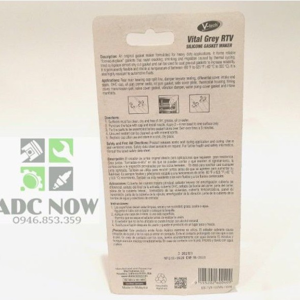 Mua Keo ghi dán gioăng chịu nhiệt Vtech Vtal Gray RTV 625 độ F cho ô tô ...