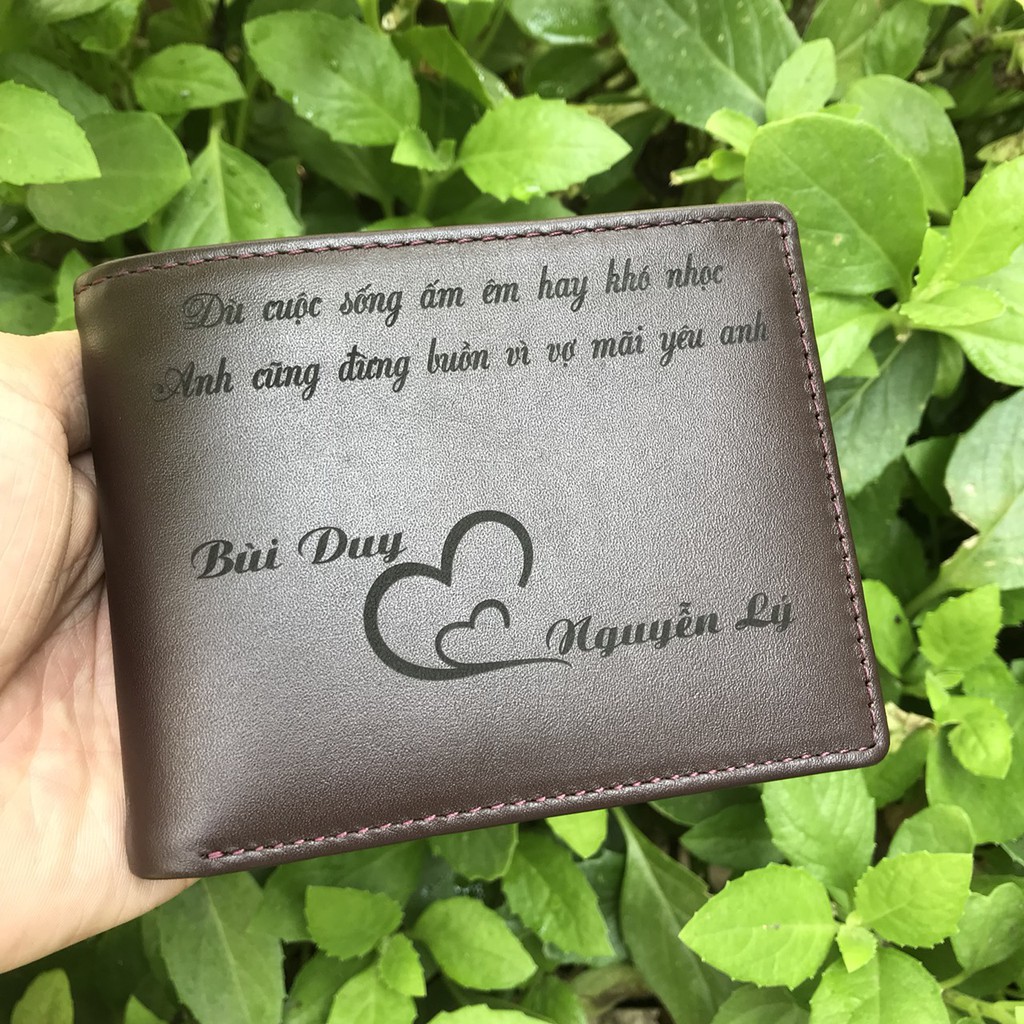 Ví Nam Da Bò Thật Khắc Chữ Khắc Hình Ảnh Theo Yêu Cầu️ Khắc Bằng Tia LASER  Bảo Hành 12 Tháng