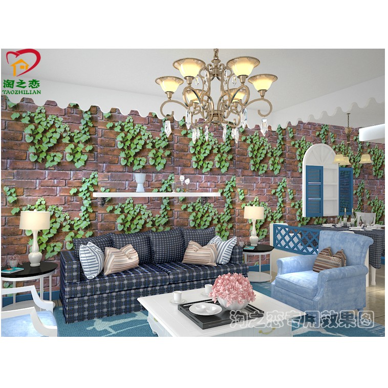 Decal giấy dán tường dây leo đá xám (khổ rộng 0.45m)