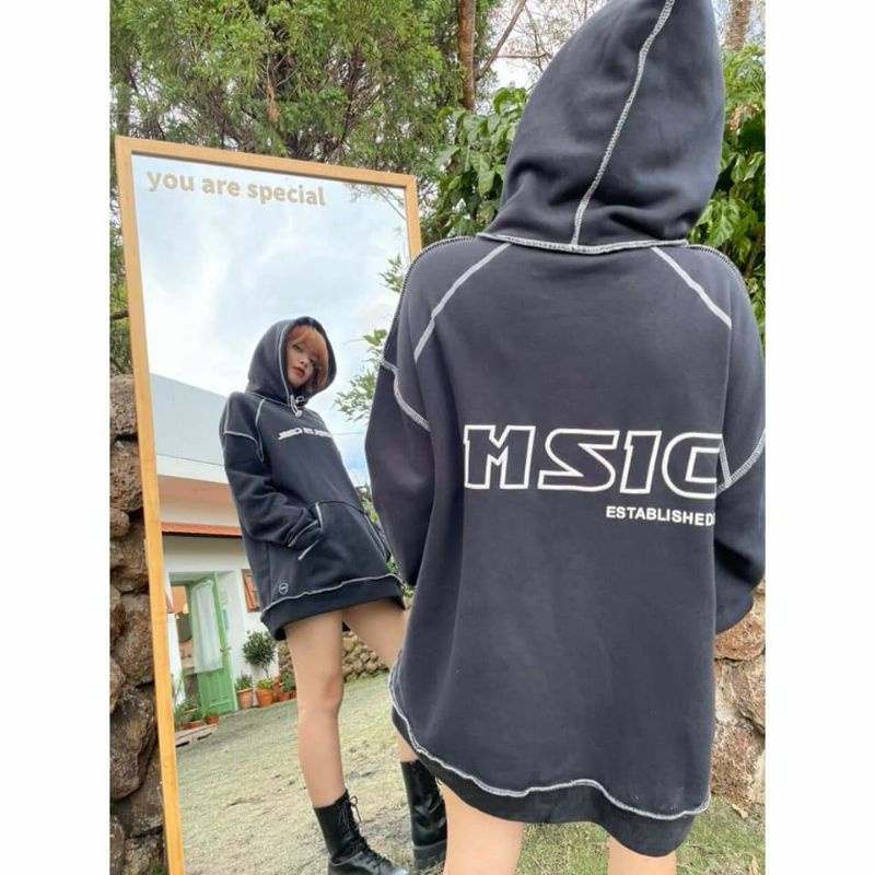 Áo sweater nỉ MSIC chỉ nổi dài tay unisex dưới 65kg UNUNISEX.SHOP