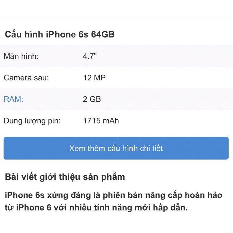 Điện thoại iPhone 6s(2/64GB) Quốc tế, Cũ mất vân - Chính hãng