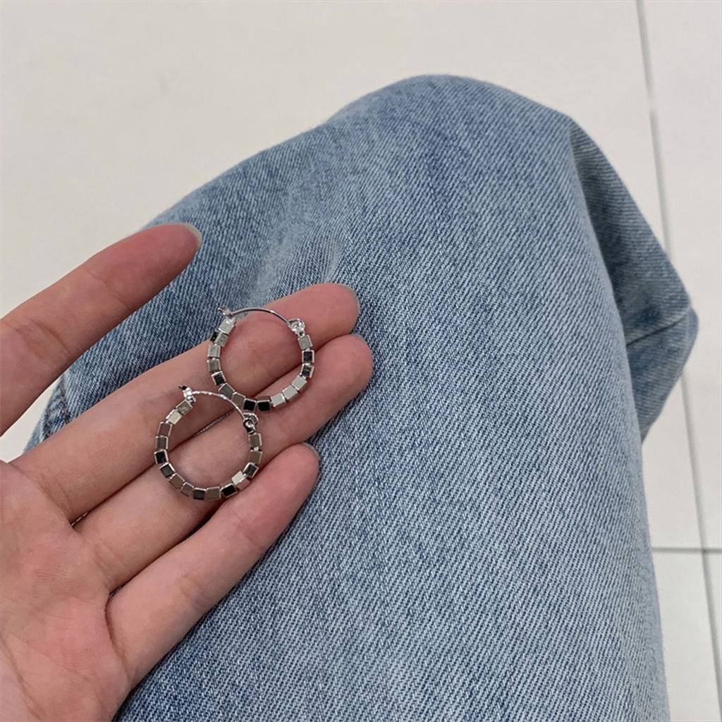 Đơn Giản Hàng Ngày ~ Khuyên Tai Hạt Hình Vuông Xiaomi Phong Cách Cá Tính Cao Cấp Thời Trang Cho Nữ