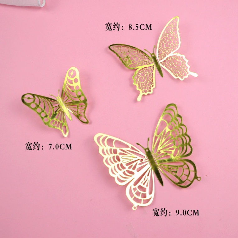 Dụng cụ trang trí bánh sinh nhật  set 12 bướm giấy vàng mẫu mới