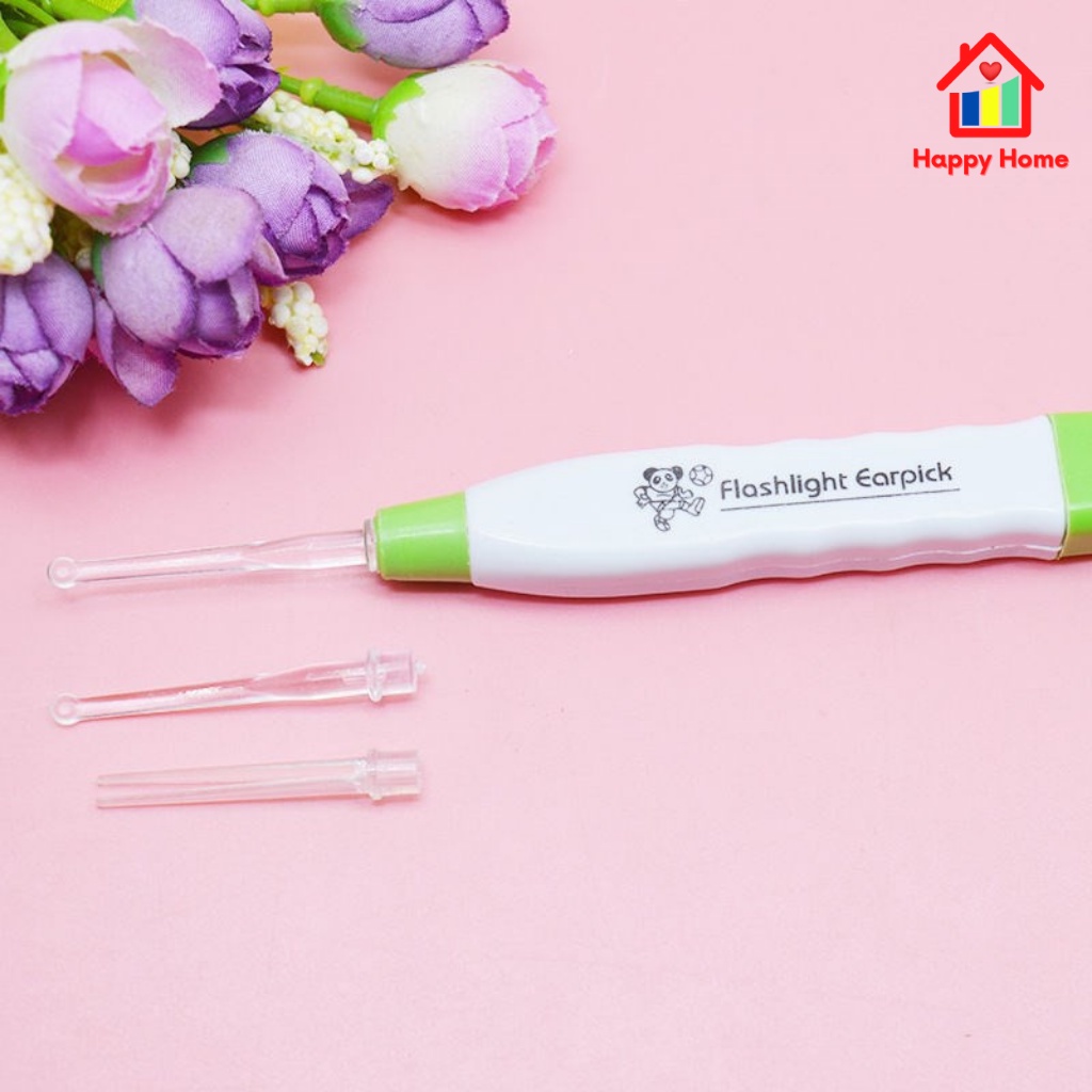 Lấy ráy tai có đèn cho bé, dụng cụ vệ sinh tai tiện lợi 3 đầu Happy Home