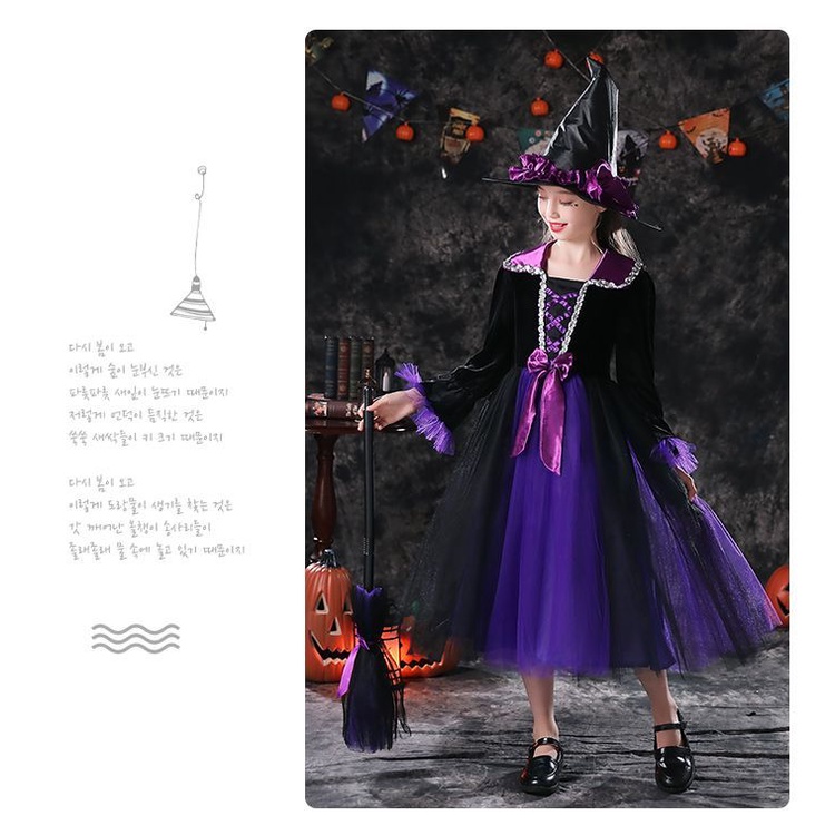 Đầm Hóa Trang Halloween Nhân Vật Phù Thủy Cho Mẹ Và Bé Kích Cỡ 100-160