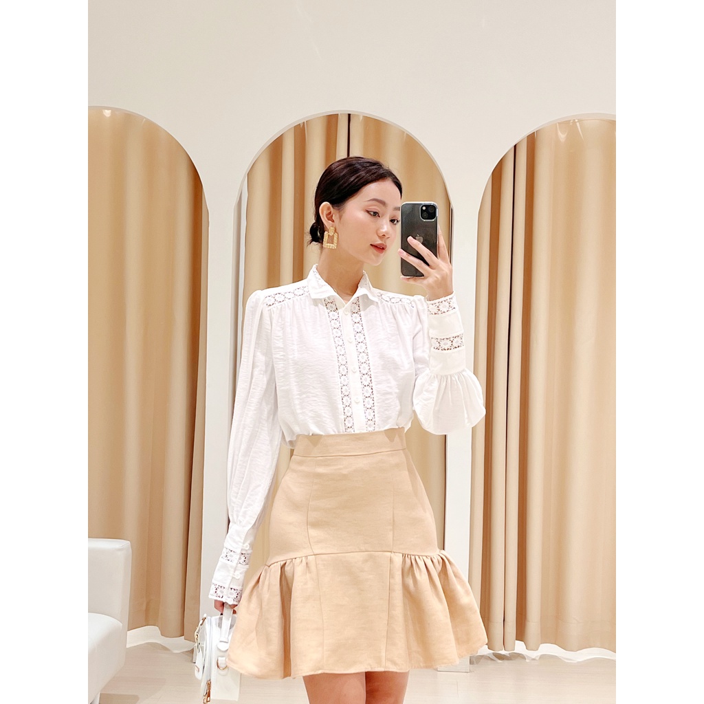 SÒ VINTAGE - AMY Áo cổ trụ tay phồng phối ren