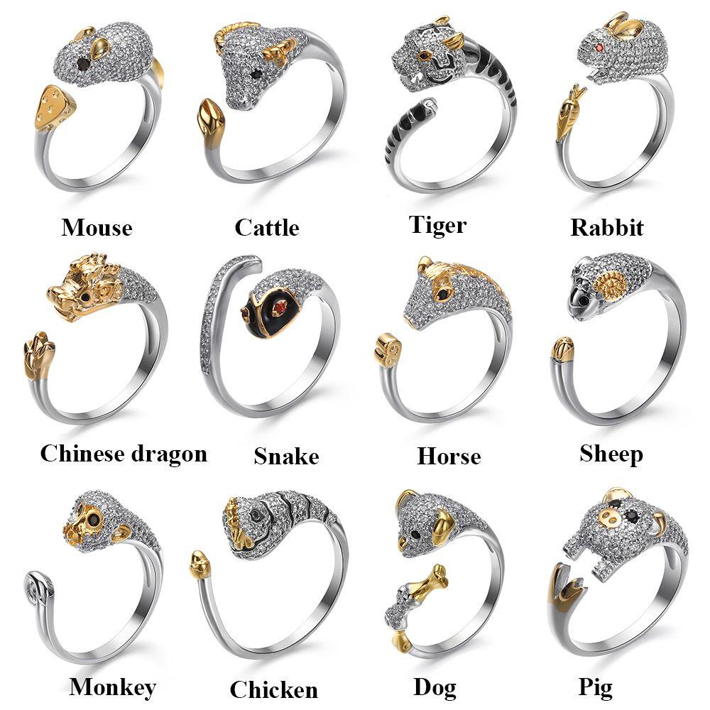 Nhẫn Đính Đá Zircon Phong Cách 12 Cung Hoàng Đạo Thời Trang