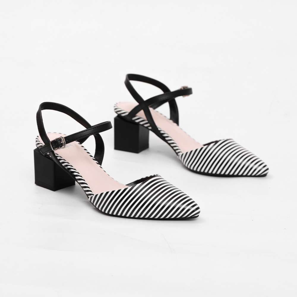 Giày Cao Gót 5cm Bít Mũi Quai Hậu Màu Nâu Pixie P125