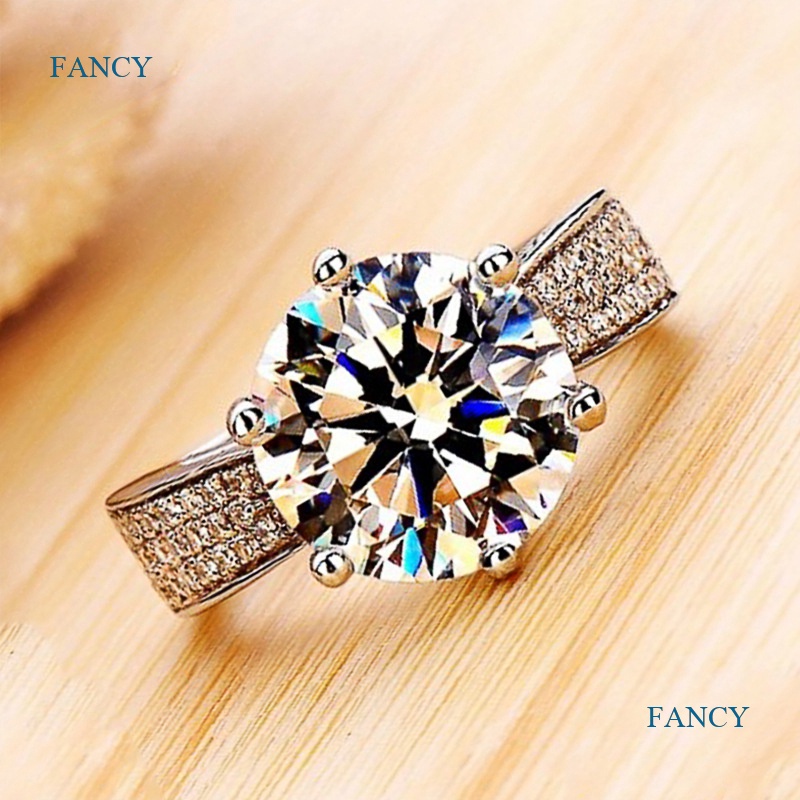 Nhẫn Cưới Đính Đá Zircon 12mm Sang Trọng Thanh Lịch Dành Cho Nữ