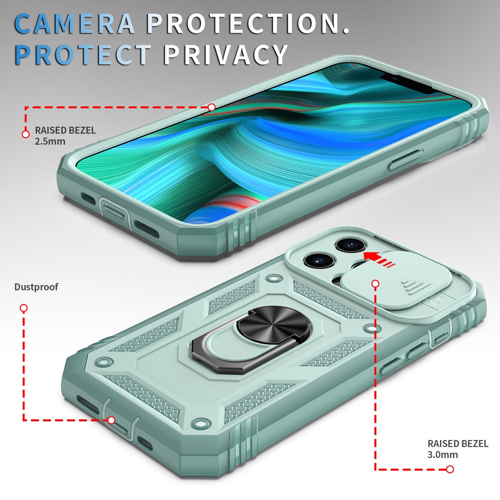 Ốp điện thoại có nhẫn đỡ kim loại tấm trượt lens thích hợp cho iPhone X XR XS Max 6 6s 7 8 Plus 11