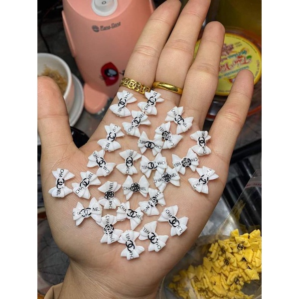 hoa nơ bột nail đẹp gắn móng