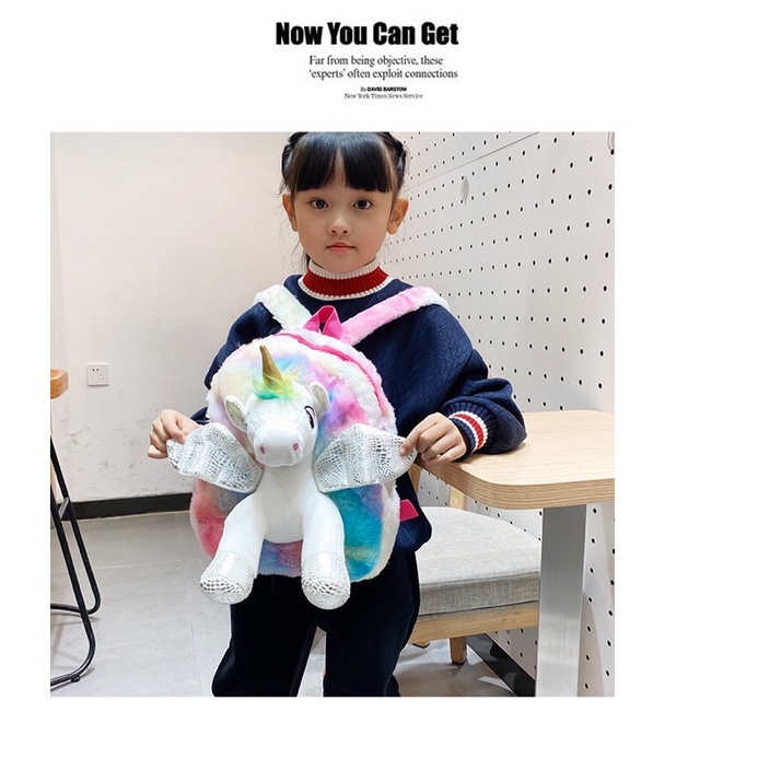 Balo Unicorn Kì Lân bông đi chơi , mẫu giáo size 30x26cm cực chất , so cute cho bé