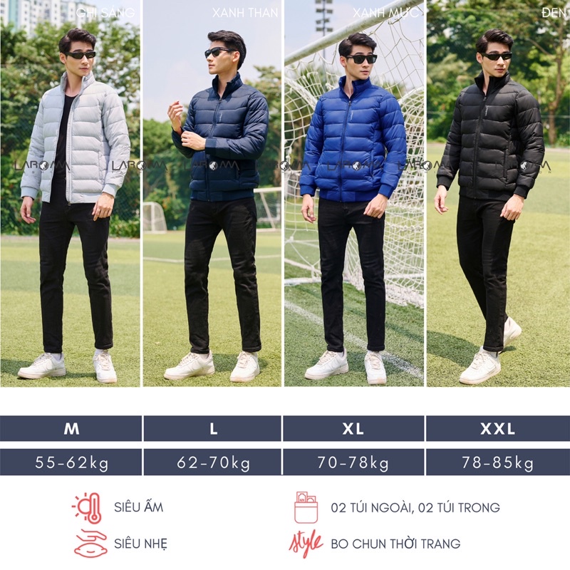 Áo phao NAM Laroma, siêu nhẹ siêu ấm