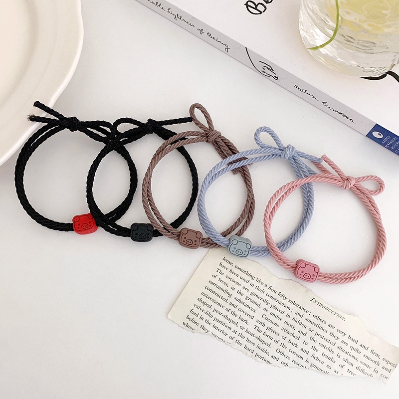 Dễ Thương Dây Buộc Tóc Co Giãn Hình Chú Heo Đáng Yêu Cho Nữ