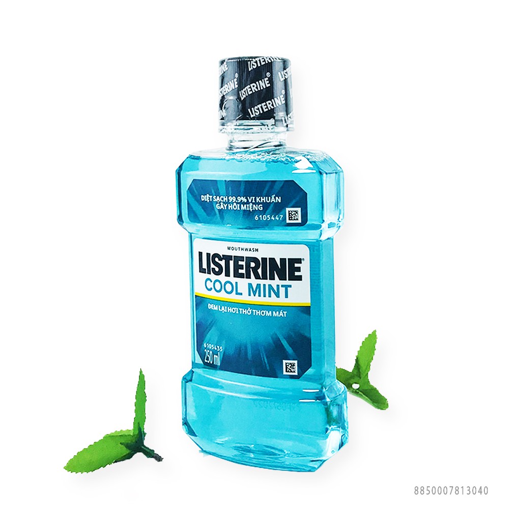 Nước súc miệng Listerine Cool Mint diệt khuẩn giữ hơi thở thơm mát 250ml