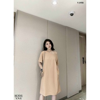 Váy maxi suông lệch vai