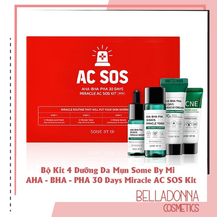 [CHÍNH HÃNG] Bộ Kit 4 Dưỡng Da Sạch Mụn Chỉ Trong 30 Ngày Some By Mi  AHA - BHA - PHA 30 Days Miracle AC SOS Kit