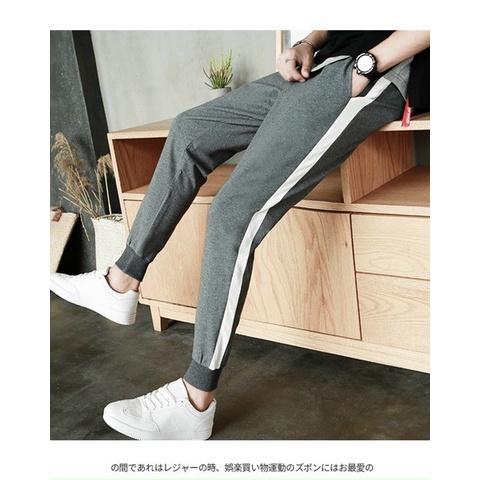 Quần jogger thể thao nỉ nam nữ SHOPMAP Quần thun dài nam phối trắng thu đông