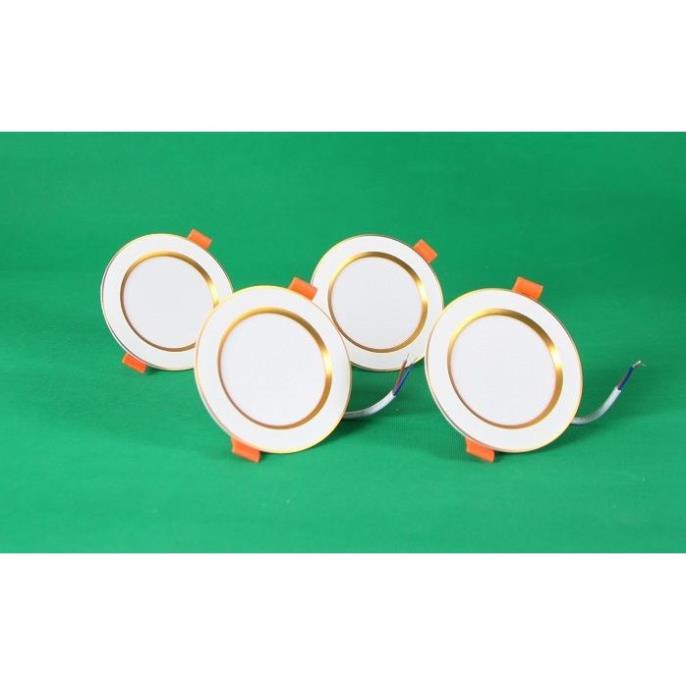 Combo 5 Đèn Led âm trần đổi màu 3w viền vàng, viền bạc, đèn mắt trâu, đèn phòng ngủ, đèn trang trí