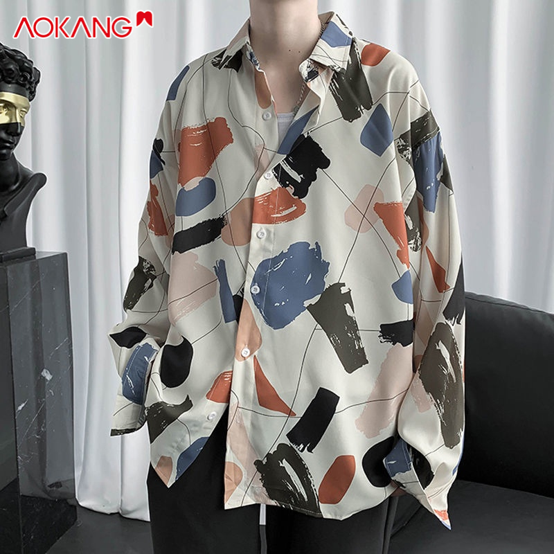 Áo sơ mi AOKANG dài tay in họa tiết thời trang Hàn Quốc cho nam