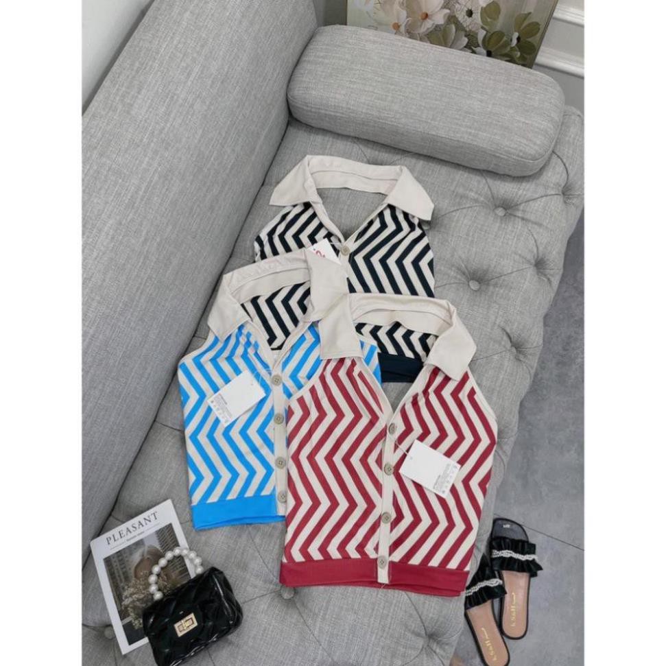 Áo Yếm Kiểu Hở Lưng Cổ V Bẻ Hoạ Tiết Sọc Dọc Sexy Co Giãn 4 Chiều | BigBuy360 - bigbuy360.vn