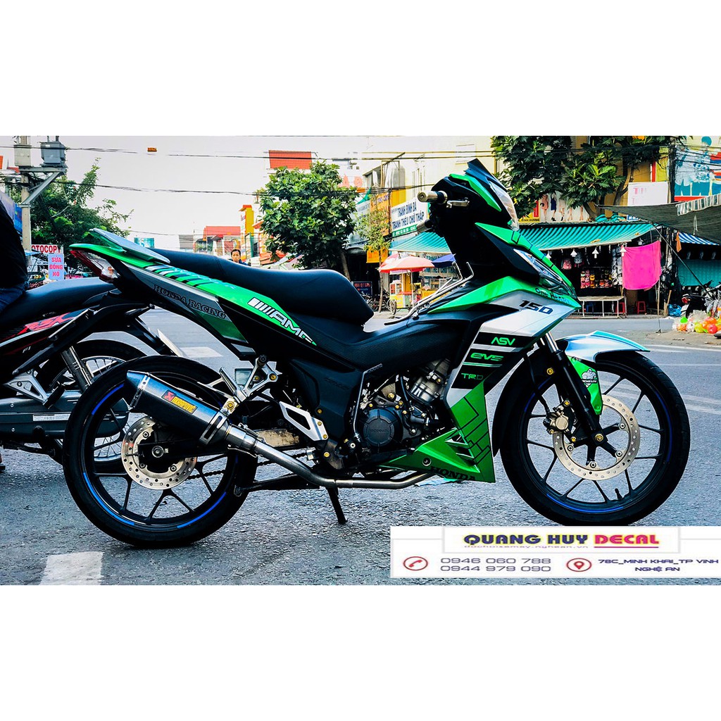 Tem trùm winner 150 xanh lá đen, độ team decal xe dán phủ dàn áo đẹp
