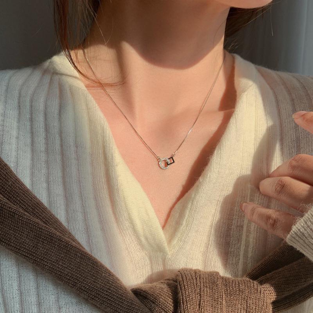 Vòng cổ Thiết Kế Mặt Hình Học Đơn Giản Sang Trọng Phong Cách Hàn Quốc