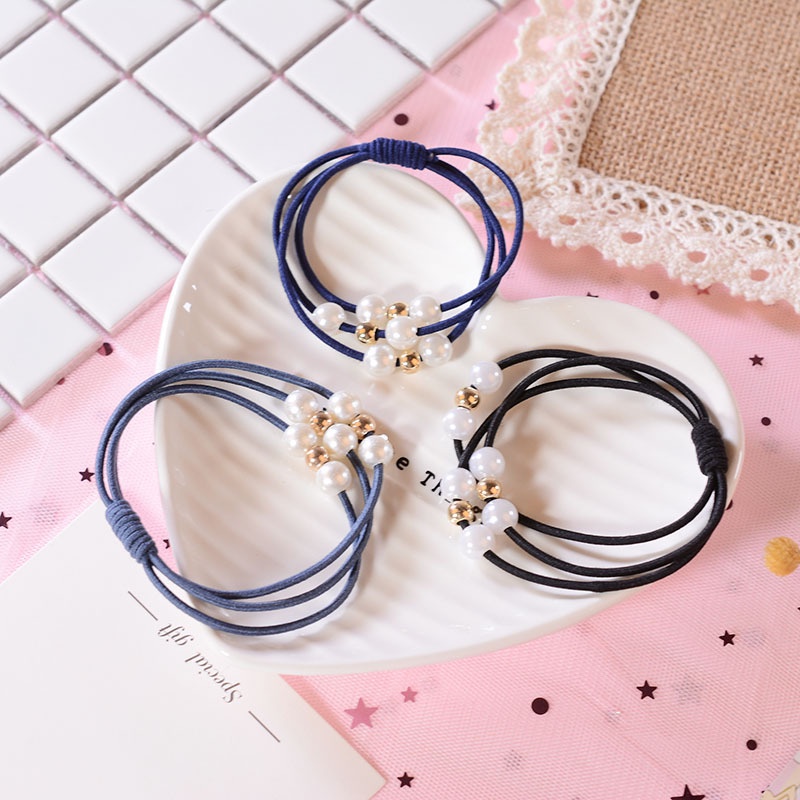 Set 10 Dây Cột Tóc Co Giãn Đính Ngọc Trai Thời Trang Cho Nữ
