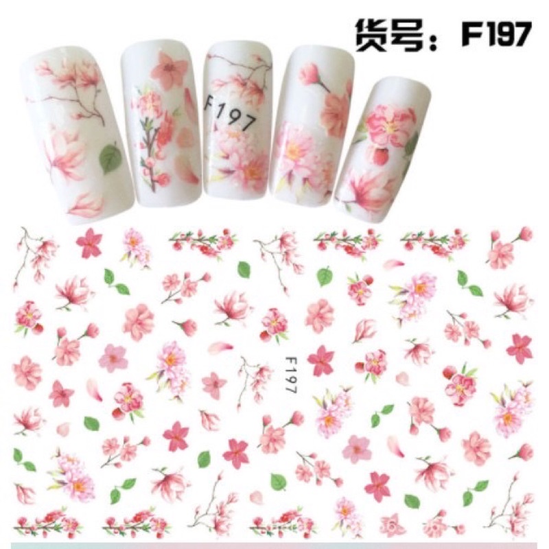 Sticker dán móng nail hoa đào Tết
