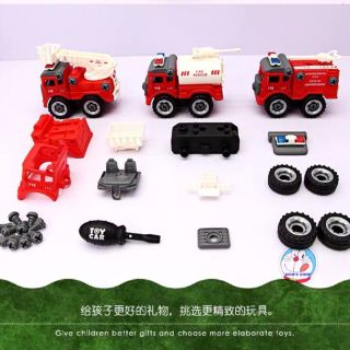 Sét 4 xe cứu hoả nhựa lắp ráp