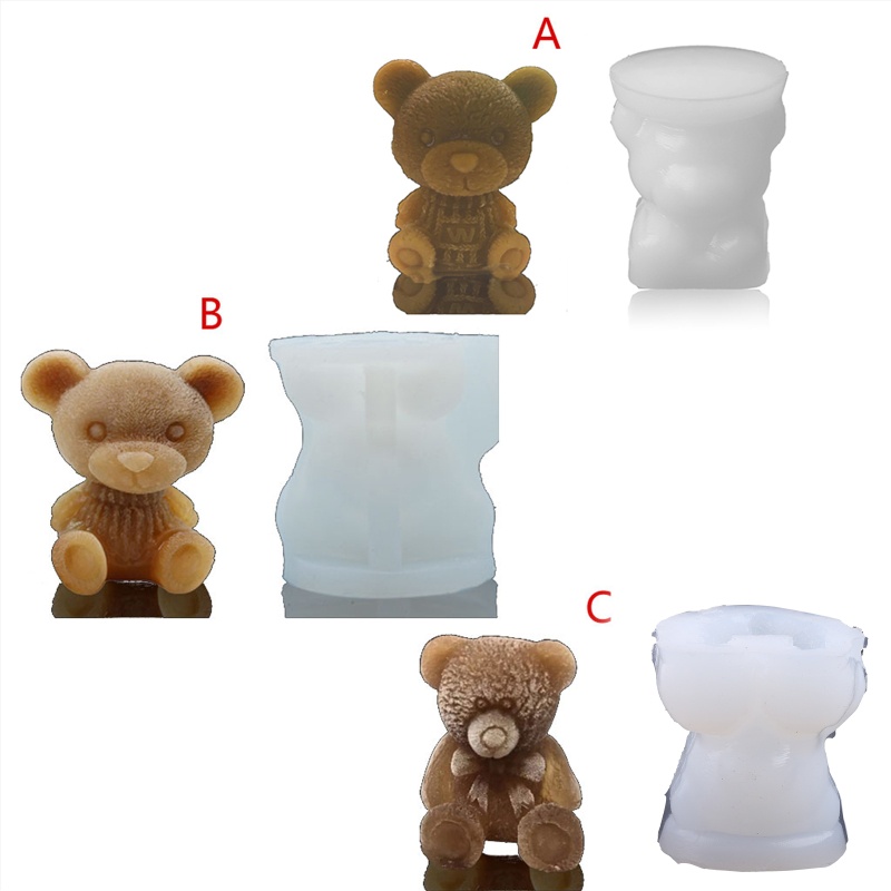 Khuôn silicone làm xà phòng/nến thủ công hình gấu em bé<br>